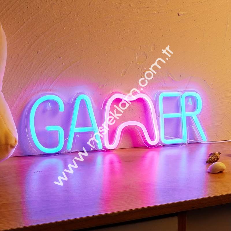 Gamer Oyuncu Neon Led Tabela