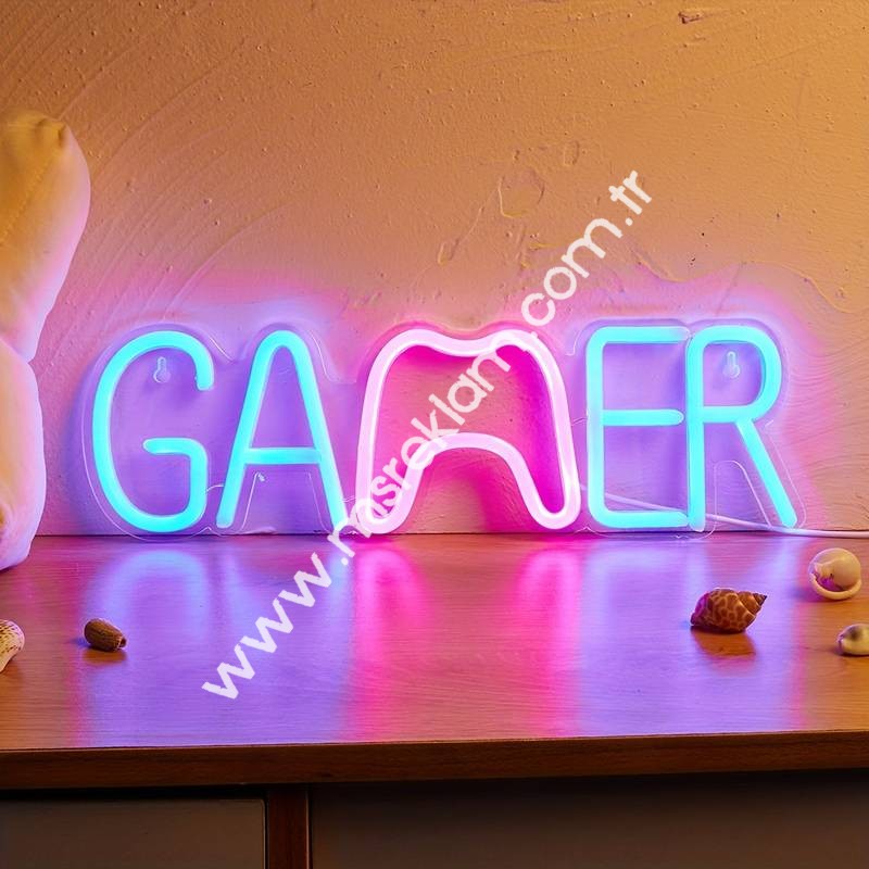 Gamer Oyuncu Neon Led Tabela