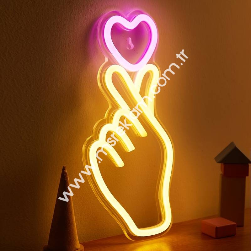 Kalp Harekatı Heart Gesture Neon Led Tabela
