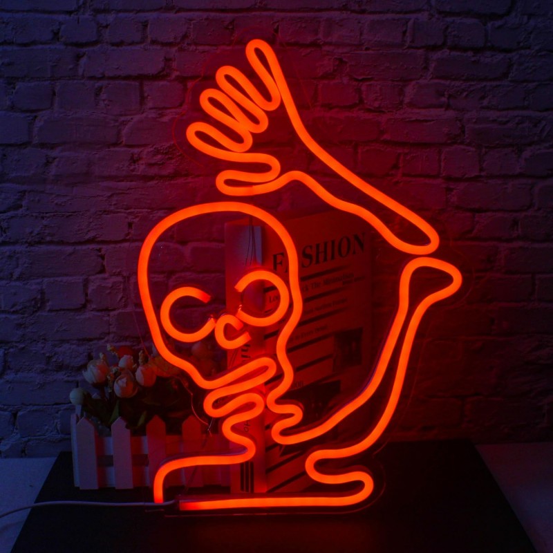 İskelet Kafatası (Skeleton Skull) Neon Led Tabela
