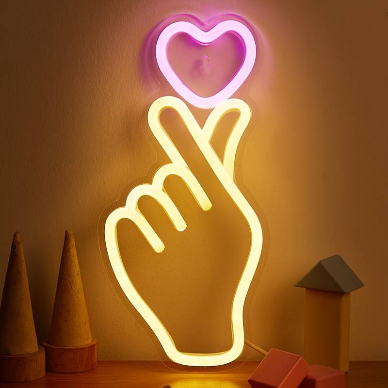 Kalp Harekatı Heart Gesture Neon Led Tabela