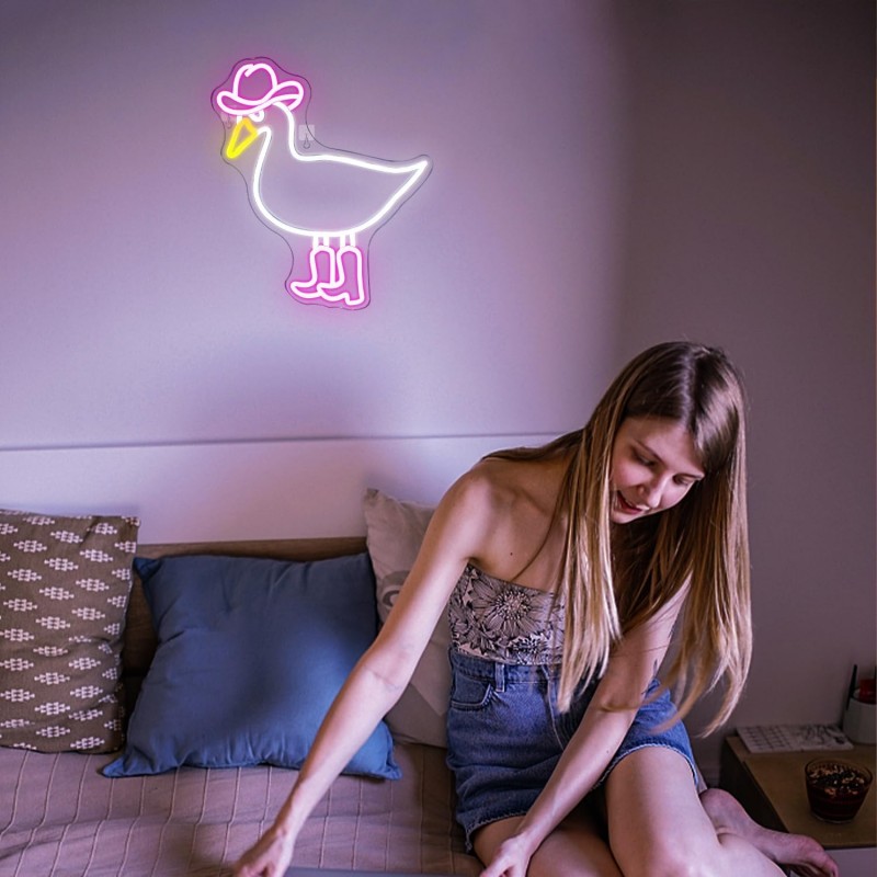 Kovboy Ördek (Cowboy Duck) Neon Led Tabela