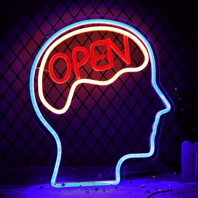 Open Mind Brain Neon Led Tabela