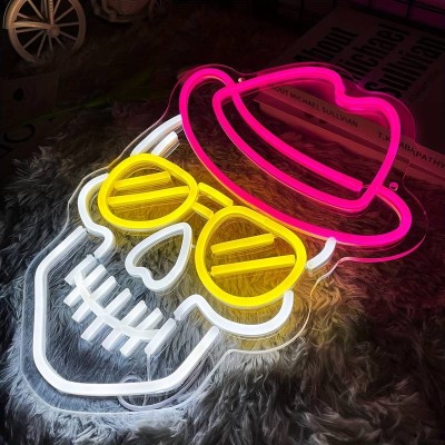 Şapkalı Kuru Kafa Neon Led Tabela Şapkalı Kuru Kafa Neon Led Tabela