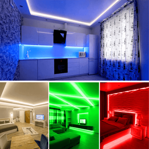 5050 Üç Çip Şerit Led Mavi Dış Mekan 5 Metre