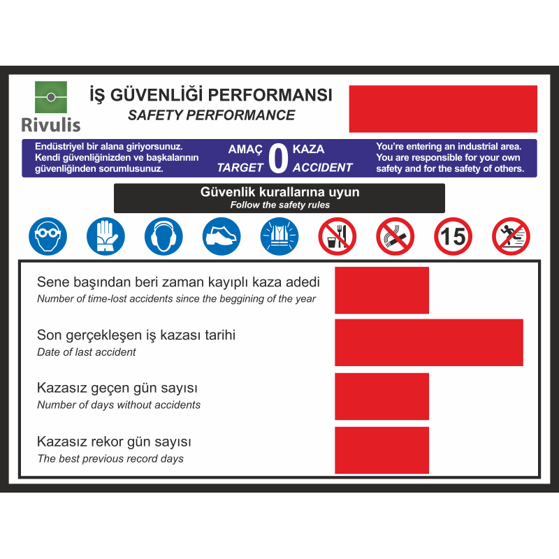 Kazasız İş Günü Panosu Sayacı 145x190CM