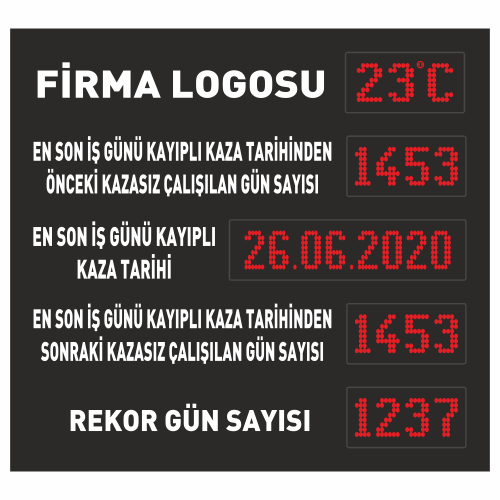 Kazasız İş Günü Panosu Sayacı 120x130CM