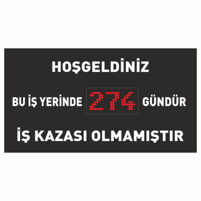 Kazasız İş Günü Panosu Sayacı 65x120CM